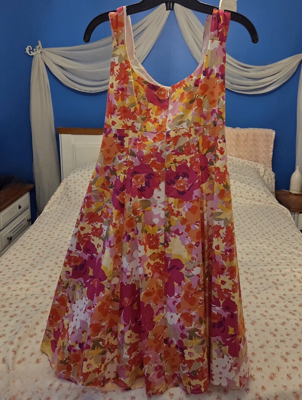 Floral print sleeveless fit-and-flare sundress sz 10)